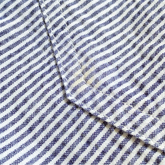 A.P.C seersucker blue white pin stripe print sleeveless shorts romper jumper - Picture 7 of 7